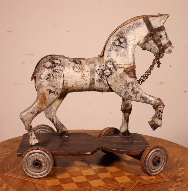 19th Century Polychrome Wooden Horse