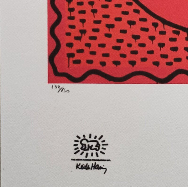 1990 Limited edition magnificent original lithograph by Keith Haring