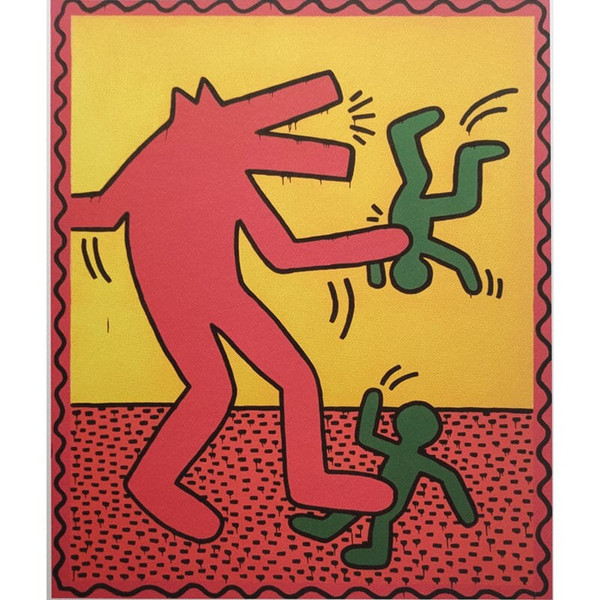 1990 Limited edition magnificent original lithograph by Keith Haring