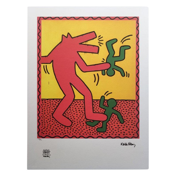 1990 Limited edition magnificent original lithograph by Keith Haring