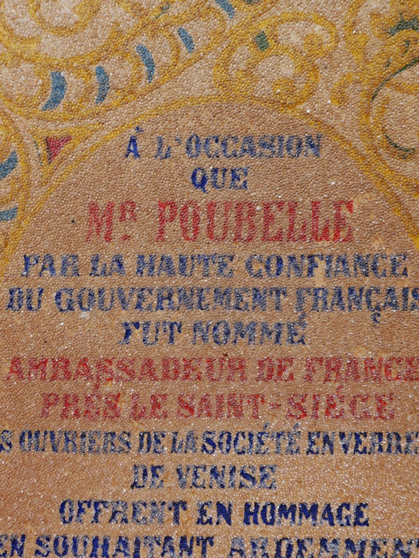 Tableau en perles de verre de Venise offert à M. Eugène-René POUBELLE