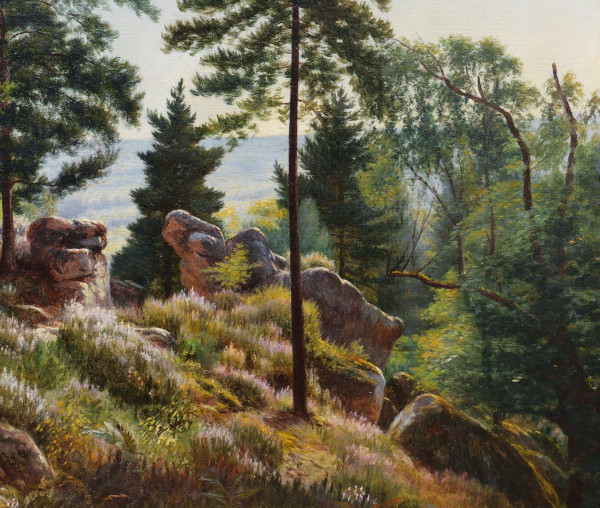 École FRANÇAISE fin XIXème siècle, Paysage dans la Forêt de Fontainebleau