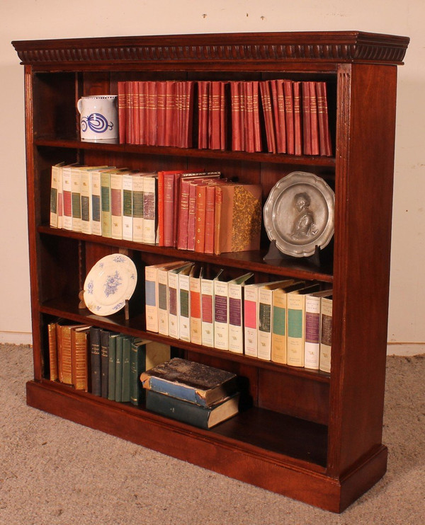 19th Century Mahogany Open Bookcase-England