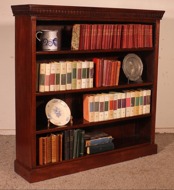 19th Century Mahogany Open Bookcase-England