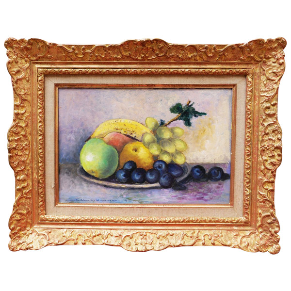 Jean Adrien MERCIER, Still life with fruit plate