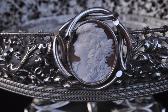 Blue Crystal And Silver Metal Glass Bucket With Lion And Cameo XIX