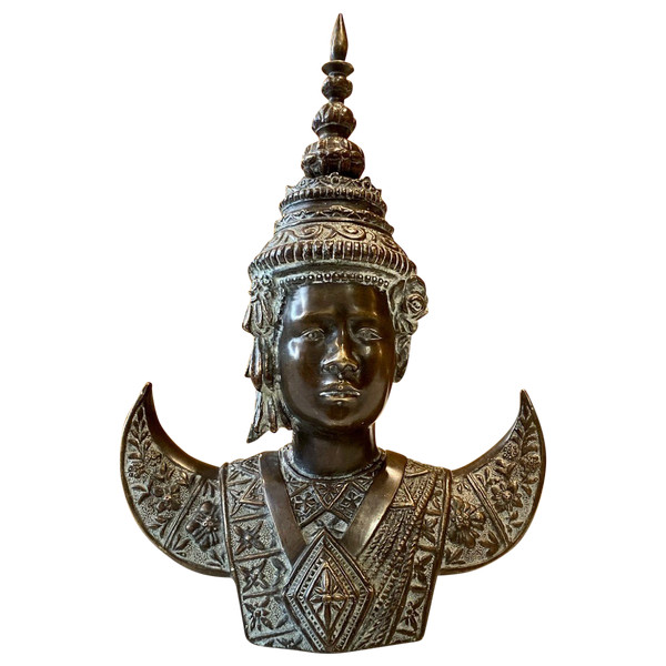 Thaïlande, Premier Tiers Du XXème Siècle, Buste En Bronze De Danseuse.