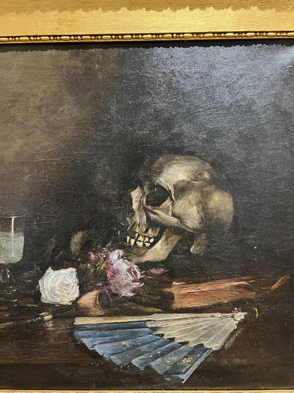 Jacques l'Huillier (born In 1867) - Vanity With Skull And Glass Of Absinthe, Circa 1900