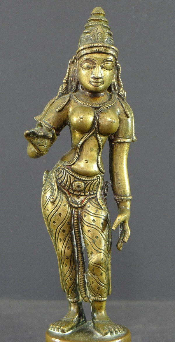 India, Late 19th - Early 20th Century, Bronze Parvati Statue.