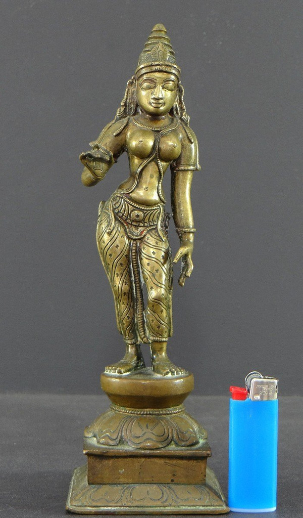 India, Late 19th - Early 20th Century, Bronze Parvati Statue.