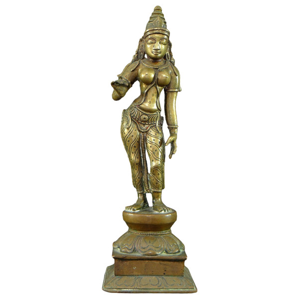 India, Late 19th - Early 20th Century, Bronze Parvati Statue.