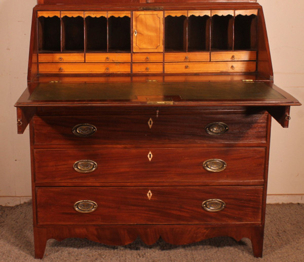 Early 19th Century Mahogany-England Glazed Secretary Cabinet