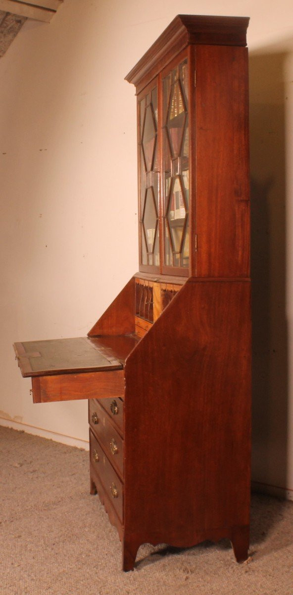 Early 19th Century Mahogany-England Glazed Secretary Cabinet