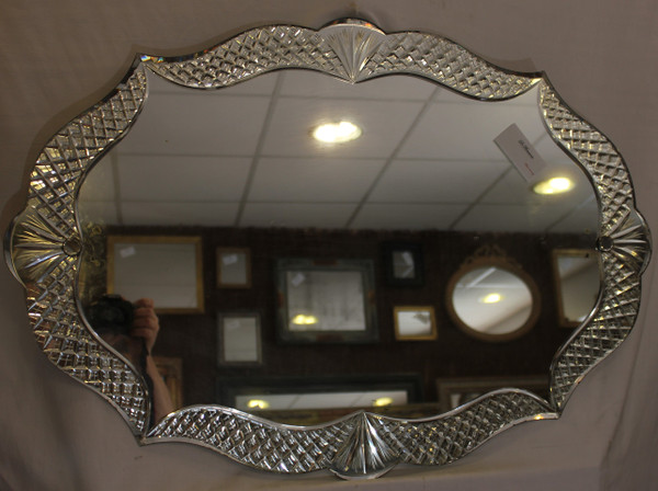 Modernist Mirror, Cut Glass 56 X 81 Cm