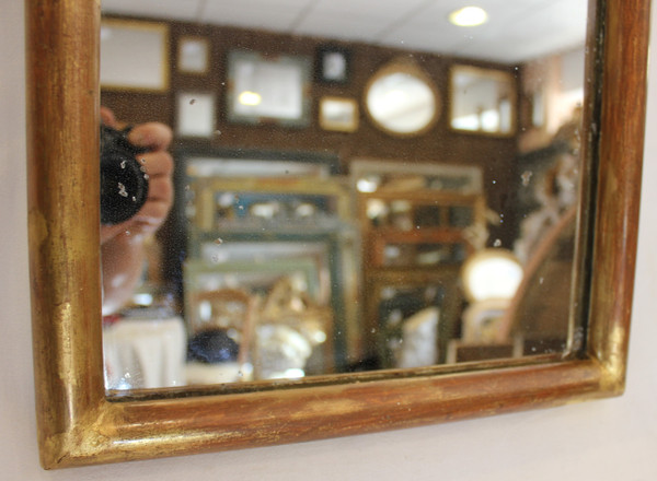 Small Antique Gilded Mirror, Mercury Glass 32 X 45 Cm