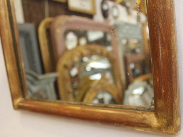 Small Antique Gilded Mirror, Mercury Glass 32 X 45 Cm