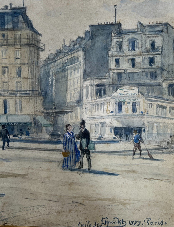 Emile De Specht (born 1843) - Place Pigalle, New Athens and the Café Du Rat Mort, 1879