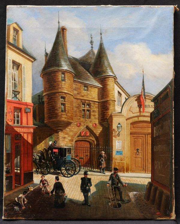 E. GIRSELS, Animated view of rue des Archives