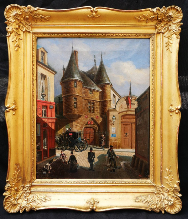 E. GIRSELS, Animated view of rue des Archives