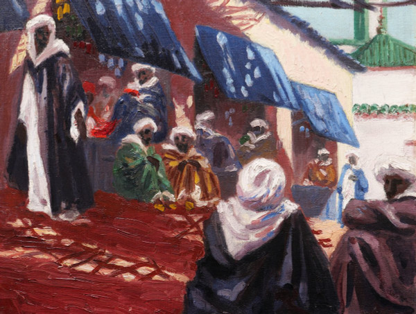 Maurice GUIRAUD-RIVIÈRE, Scena del souk di Fez, in Marocco