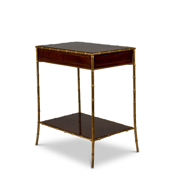 Side table in mahogany and gilt bronze, 1970s