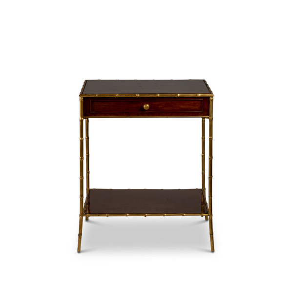 Side table in mahogany and gilt bronze, 1970s