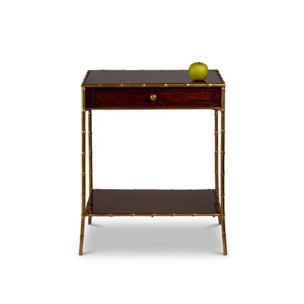 Side table in mahogany and gilt bronze, 1970s