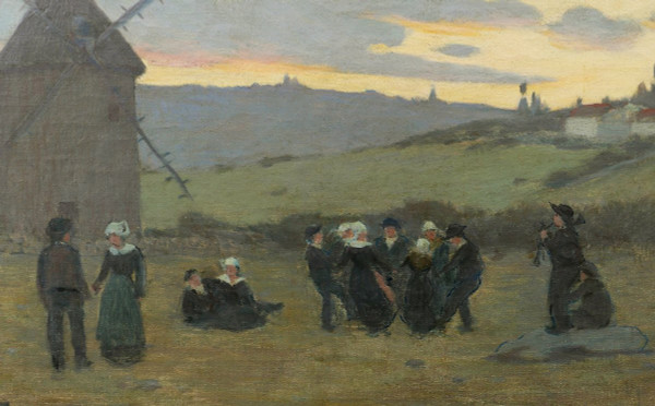 FRENCH school of the second half of the 19th century, Breton dance at sunset