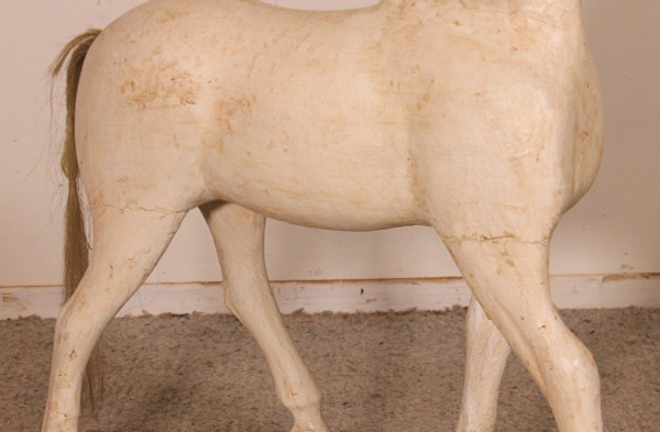 Cheval En Bois Polychrome Du 19° Siècle