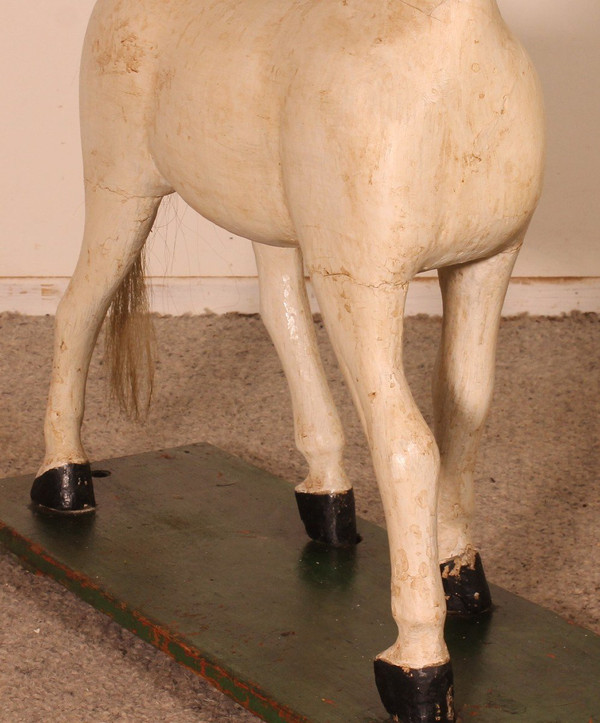 Cheval En Bois Polychrome Du 19° Siècle