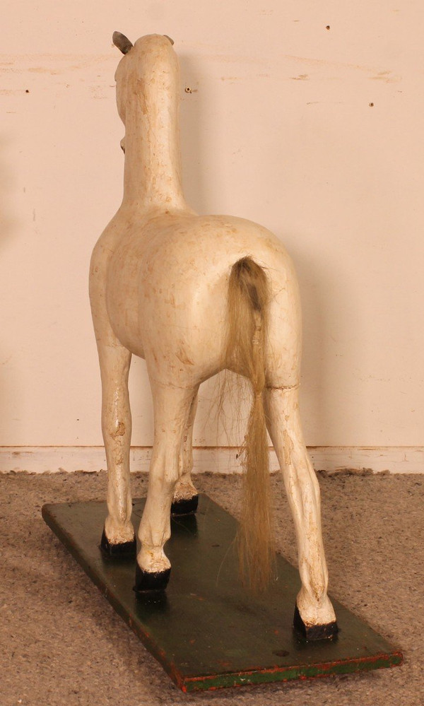 Cheval En Bois Polychrome Du 19° Siècle