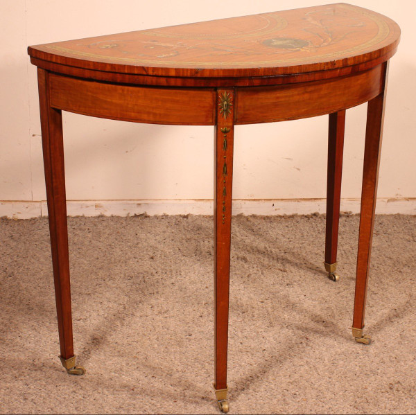 Console En Bois Satiné Et Polychrome - Irelande Circa 1790