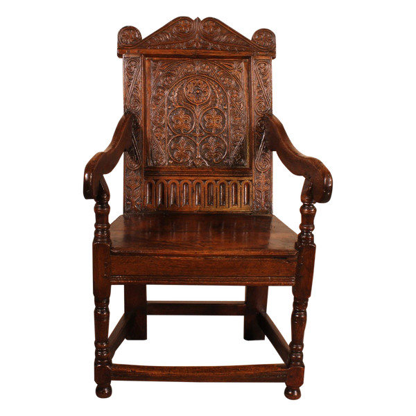 Charles I Joined Oak Armchair - Début 17° Siècle