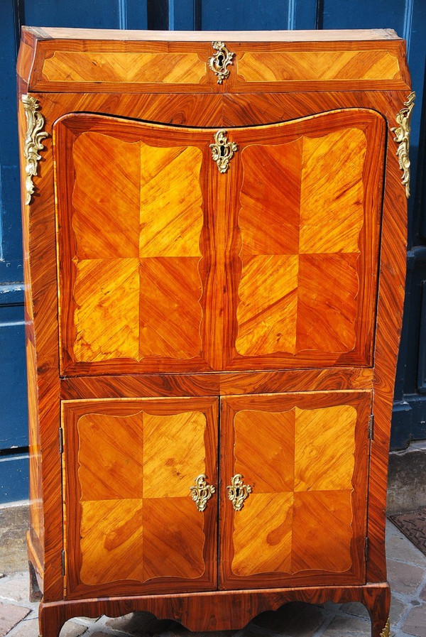 Secretary In Louis XV Veneer, Stamped De Boudin XVIII