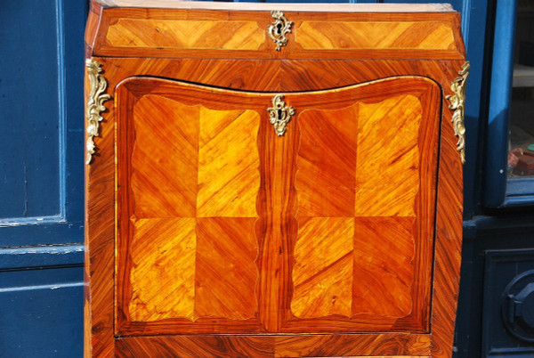 Secretary In Louis XV Veneer, Stamped De Boudin XVIII