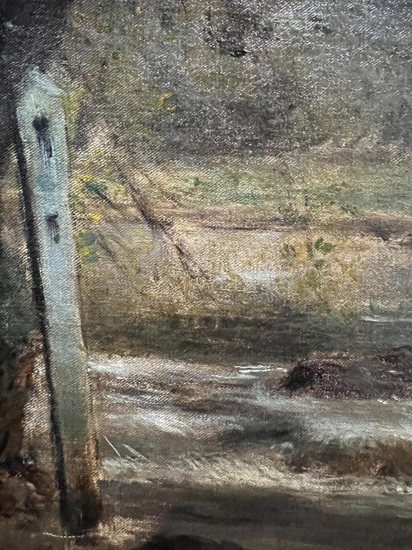 Ernest Joseph Laurent (1859-1929) - Paysage Impressionniste à La Rivière Et Au Poteau, 1885