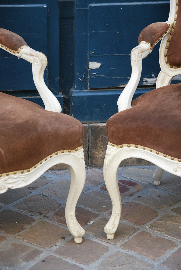 Paire De Beaux Fauteuils Estampillés De Drouilly, époque Louis XV, XVIIIe siècle