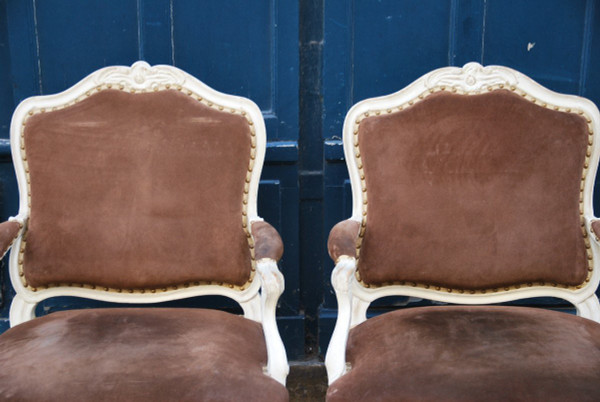 Paire De Beaux Fauteuils Estampillés De Drouilly, époque Louis XV, XVIIIe siècle