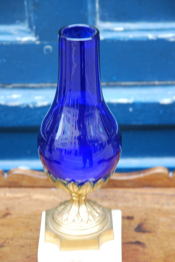 Royal Blue Glass Vase From Le Creusot, Louis XVI Period