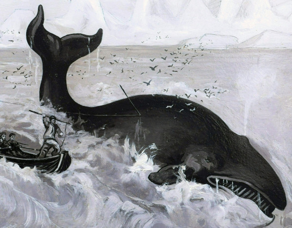 PECHEUX, Scène de pêche à la baleine