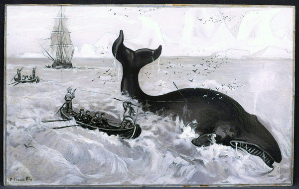 PECHEUX, Scène de pêche à la baleine