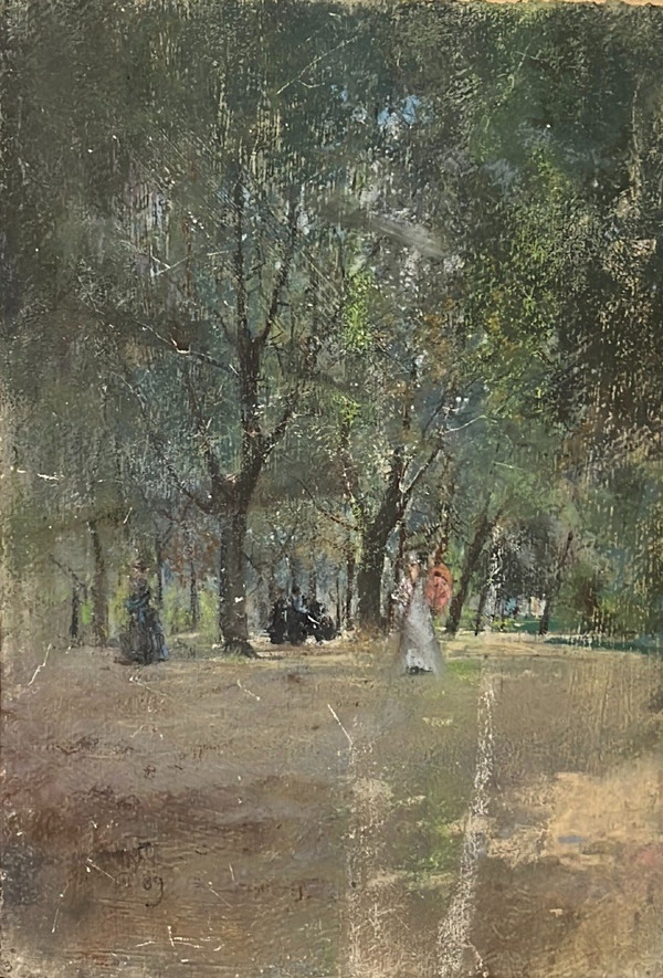 Giuseppe Casciaro (1863-1941) - Elegante nel giardino, 1889