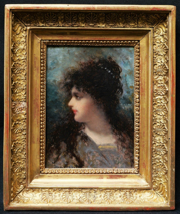 Camillo INNOCENTI, Portrait of a young Italian woman, painting