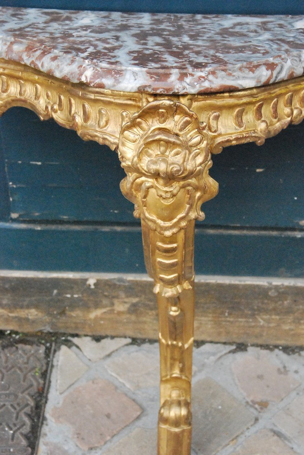 Console In Golden Wood With A Foot D Regence Period XVIII