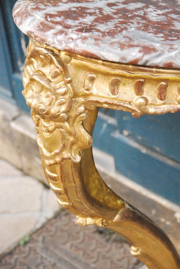 Console In Golden Wood With A Foot D Regence Period XVIII