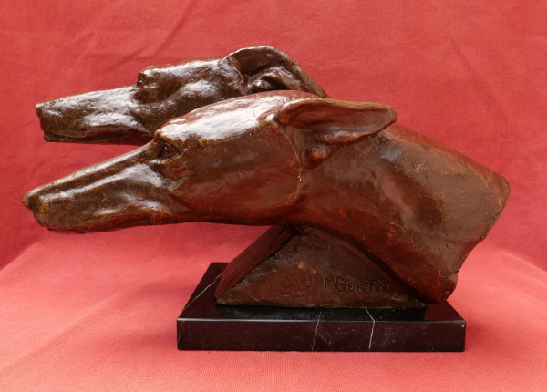 M. BERTIN, Two greyhound heads