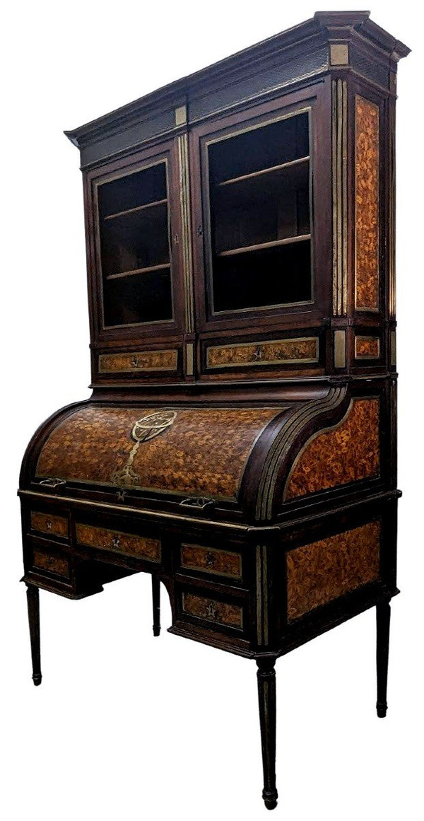 Louis XVI Period Cylinder Secretary In Bout Wood Marquetry Late 18th Century,