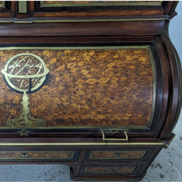 Louis XVI Period Cylinder Secretary In Bout Wood Marquetry Late 18th Century,