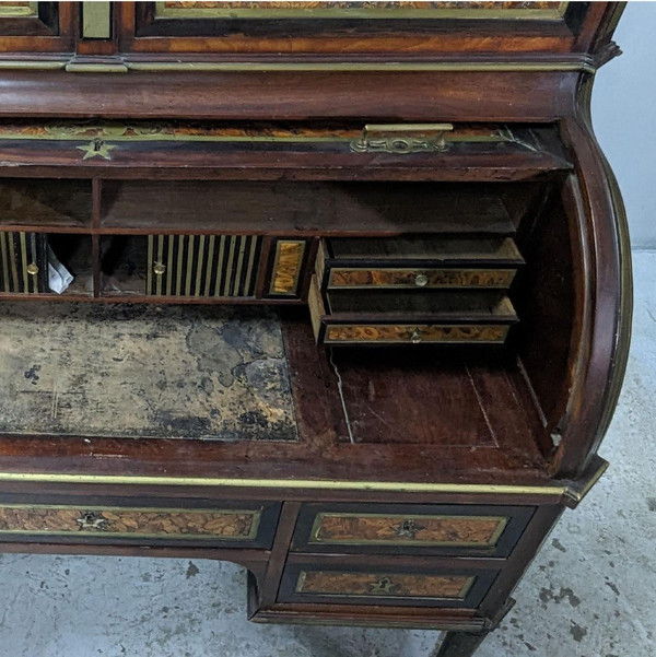 Louis XVI Period Cylinder Secretary In Bout Wood Marquetry Late 18th Century,