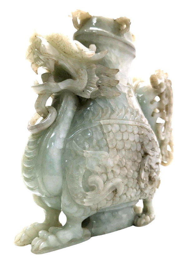 Jade Covered Pot With Dragon Decor